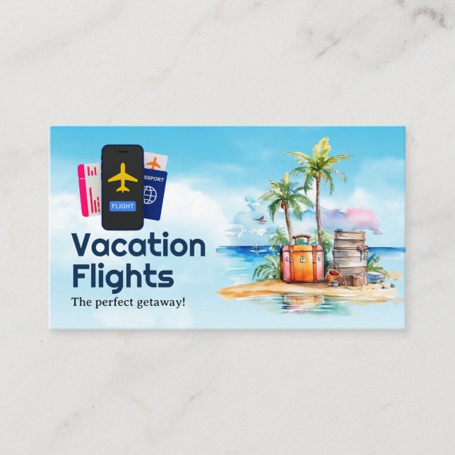 Travel Summer Vacation | Passport Plane Flight  Business Card (Front)