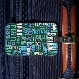 Travel Tag with Blue Custom Name Pattern