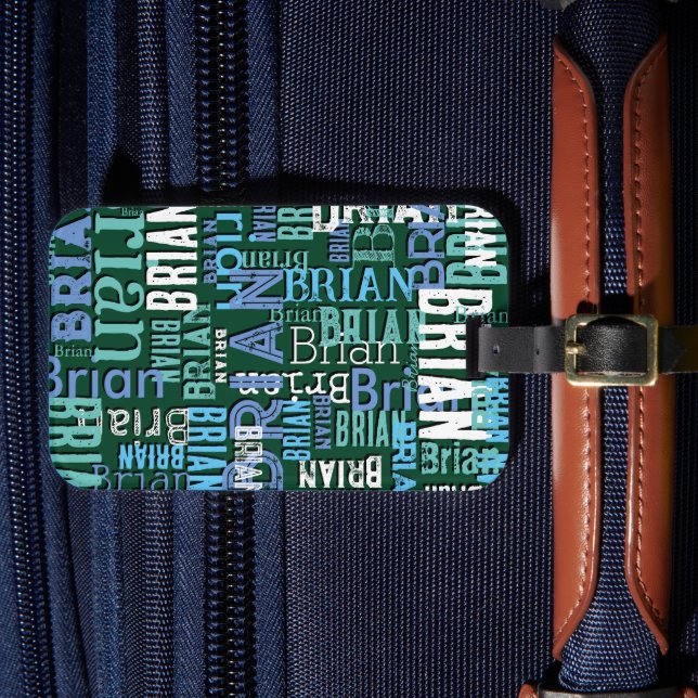 Travel Tag with Blue Custom Name Pattern (Front Insitu 4)
