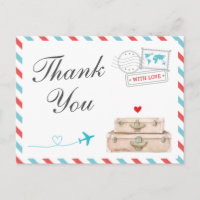 Travel Thank You Card, Aeroplane Airline Wedding