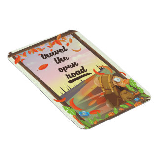 Travel the open road vintage hiking poster magnet