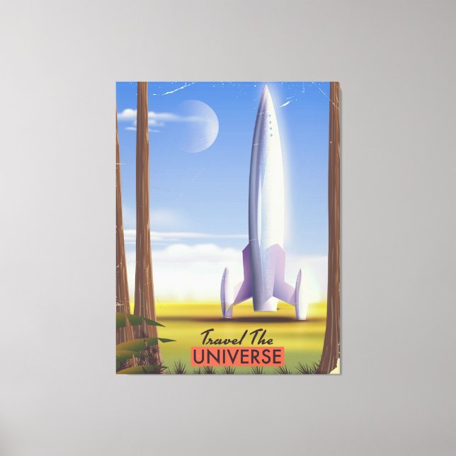 Travel the Universe retro space art. Canvas Print (Front)