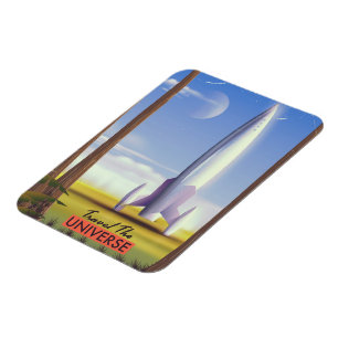 Travel the Universe retro space art. Magnet