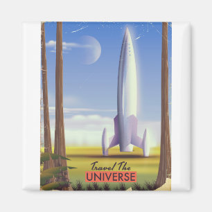 Travel the Universe retro space art. Magnet