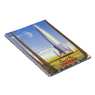 Travel the Universe retro space art. Notebook