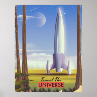 Travel the Universe retro space art. Poster