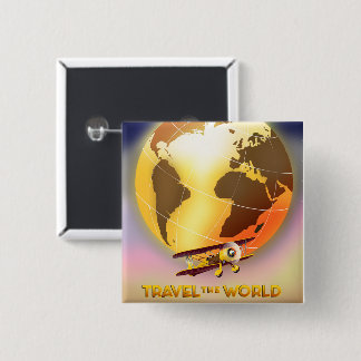 Travel the World 15 Cm Square Badge