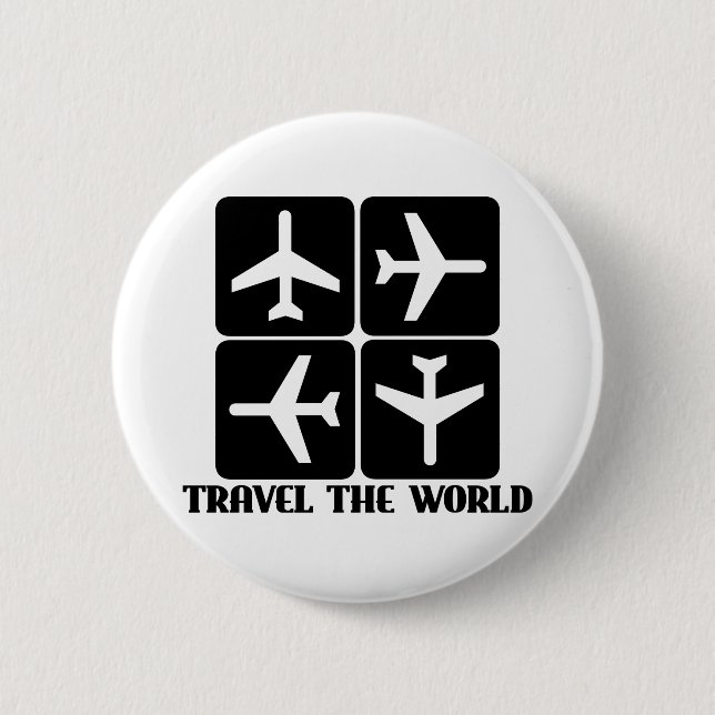 Travel the World 6 Cm Round Badge (Front)