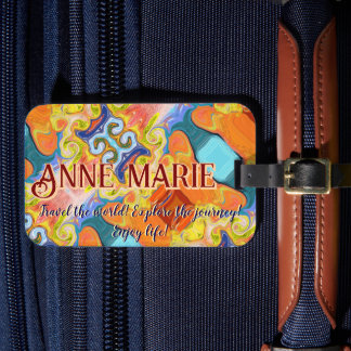 Travel the World Abstract Imperial Custom Name  Luggage Tag