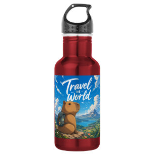 Travel the World Anime Capybara Adventure Design 532 Ml Water Bottle