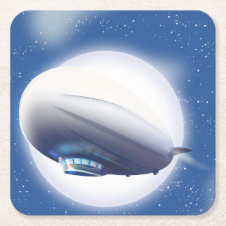 Travel the World by Airship Square Paper Coaster