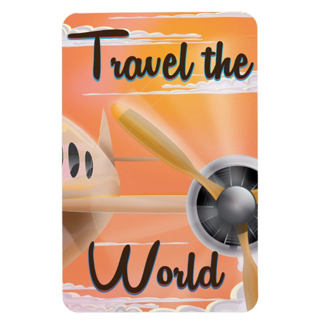 Travel the World Classic aeroplane poster Evening Magnet (Vertical)