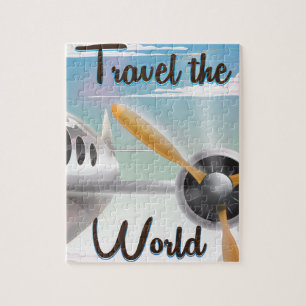 Travel the World Classic aeroplane poster Jigsaw Puzzle