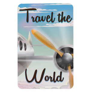 Travel the World Classic aeroplane poster Magnet