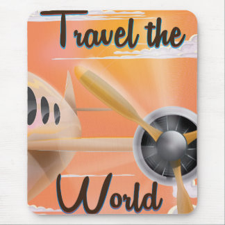 Travel the World Classic aeroplane poster Mouse Mat