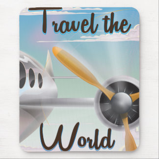 Travel the World Classic aeroplane poster Mouse Mat