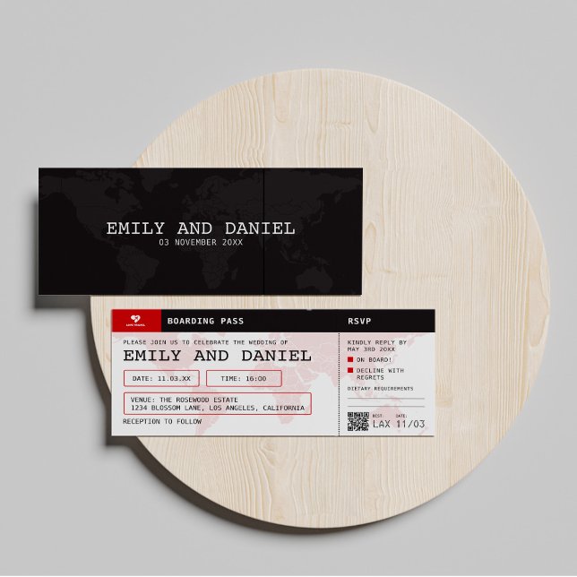 Travel the World Destination Boarding Pass Wedding Invitation (Creator Uploaded)