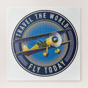 Travel the World Fly Today travel patch Jigsaw Puzzle
