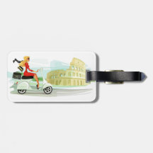 Travel the World! Girl on Scooter in Rome Keychain