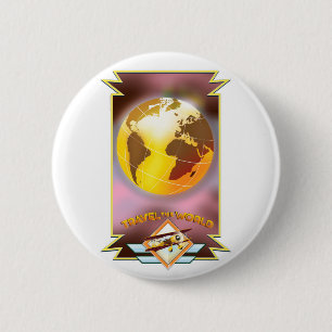 Travel the World Golden Globe 6 Cm Round Badge