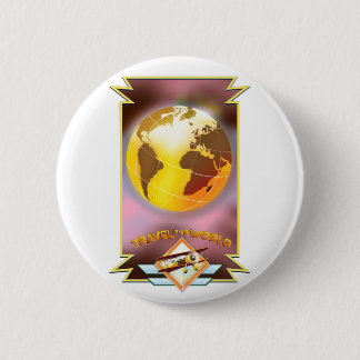 Travel the World Golden Globe 6 Cm Round Badge