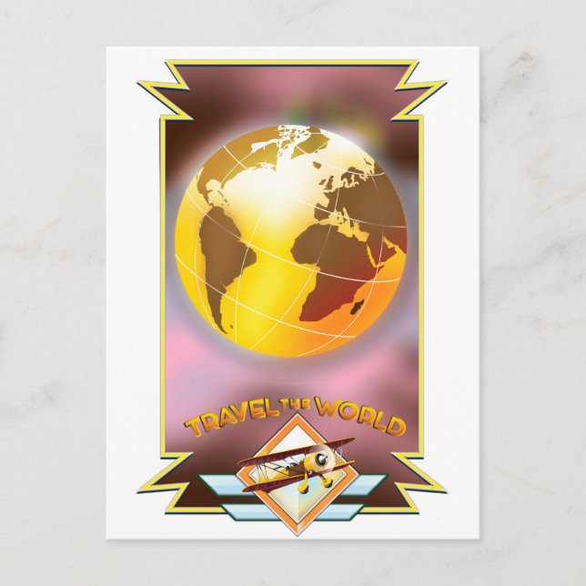 Travel the World Golden Globe Postcard (Front)