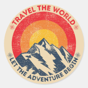 travel the world let the adventure begin traveling classic round sticker