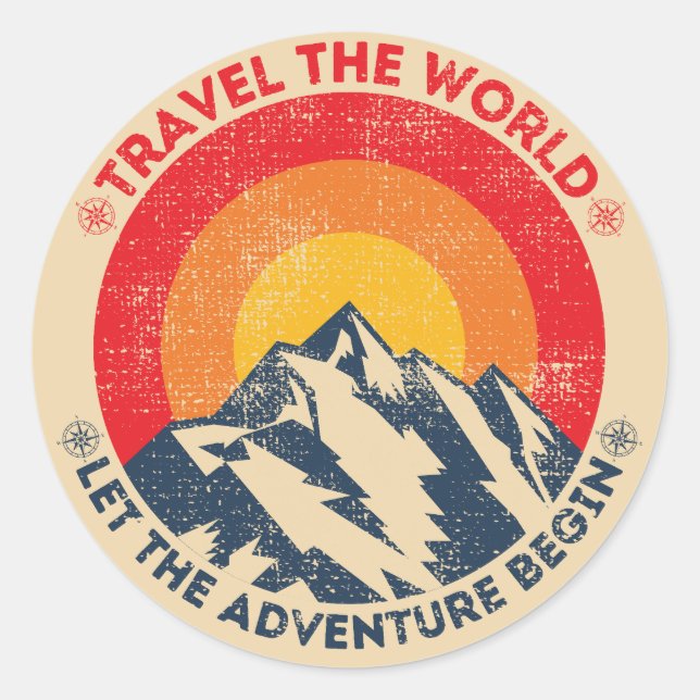 travel the world let the adventure begin travellin classic round sticker (Front)