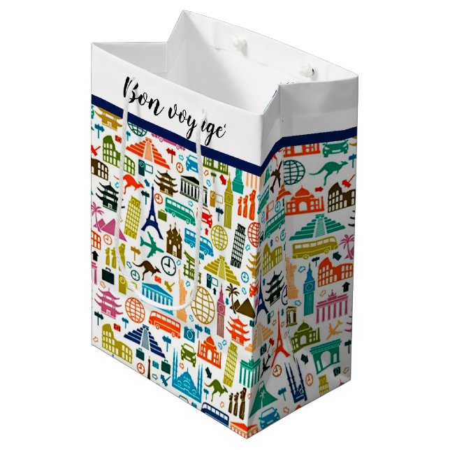 Travel the world medium gift bag (Front Angled)