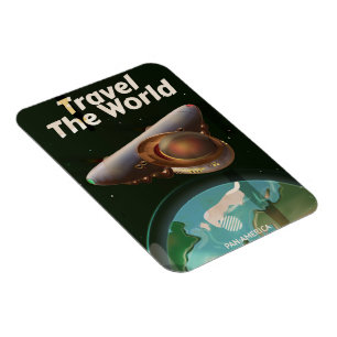 Travel the World Science fiction vintage poster Magnet