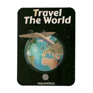 Travel the World Science fiction vintage poster Magnet