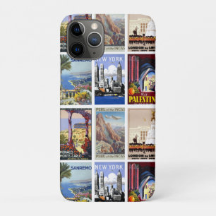 Travel the world vintage poster collage iPhone 11 pro case