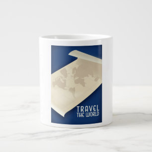 Travel the World vintage style travel poster Large Coffee Mug