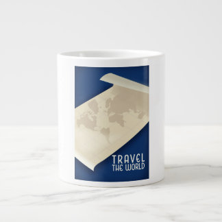 Travel the World vintage style travel poster Large Coffee Mug