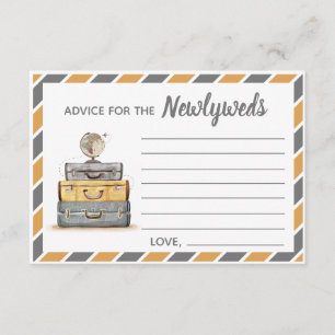 Travel theme Advice for the newlyweds yellow grey Enclosure Card