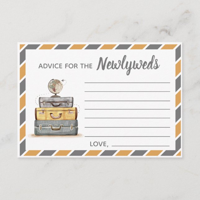 Travel theme Advice for the newlyweds yellow grey Enclosure Card (Front)
