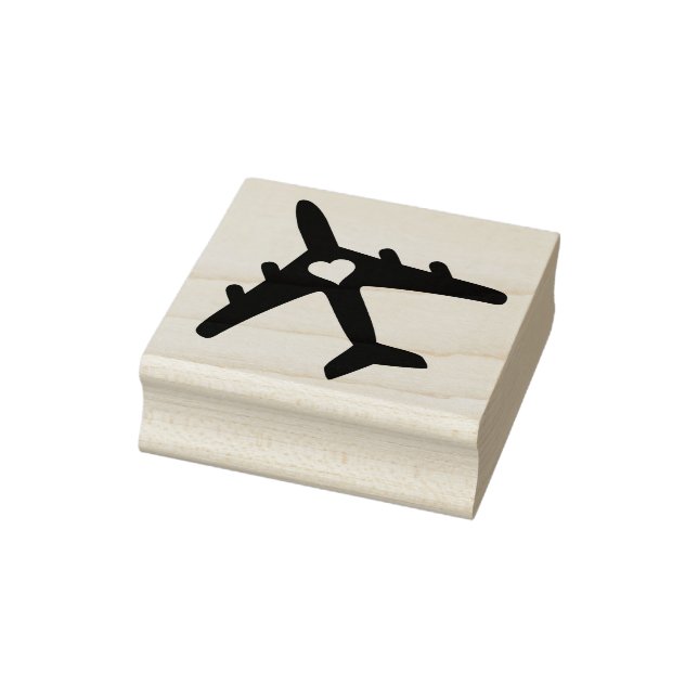 Travel Theme Aeroplane Heart Destination Wedding Rubber Stamp (Stamp)