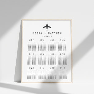 Travel Theme Airport Code Wedding Seating Chart