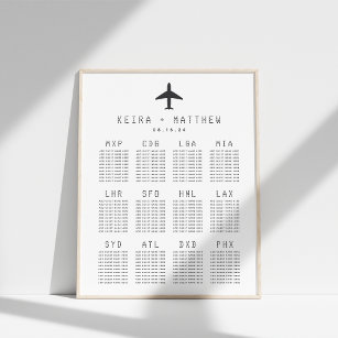 Travel Theme Airport Code Wedding Seating Chart
