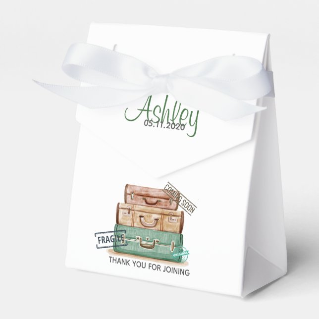 Travel theme baby shower favour box (Front Side)