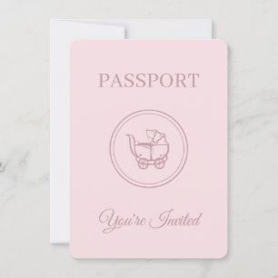Travel Theme Baby Shower Pink Passport Invitation