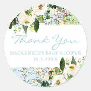 Travel Theme Baby Shower Thank You Favour Classic Round Sticker