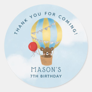 Travel Theme Birthday Party Blue Thank You Favour Classic Round Sticker
