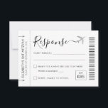 Travel Theme Boarding Pass Ticket Party RSVP<br><div class="desc">Travel Theme Boarding Pass Plane Ticket RSVP Card with a silver grey aeroplane logo with modern black and white script font, perfect for a pretty and elegant "around the world" theme birthday party, sweet 16, wedding or bat mitzvah. This version features simple and cute travel-themed wording for yes/no guest options...</div>