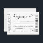 Travel Theme Boarding Pass Ticket Party RSVP Card<br><div class="desc">Travel Theme Boarding Pass Plane Ticket RSVP Card with a silver grey aeroplane logo with modern black and white script font, perfect for a pretty and elegant "around the world" theme birthday party, sweet 16, wedding or bat mitzvah. This version features simple and cute travel-themed wording for yes/no guest options...</div>