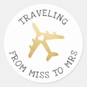 Travel theme destination bridal shower favour labe classic round sticker