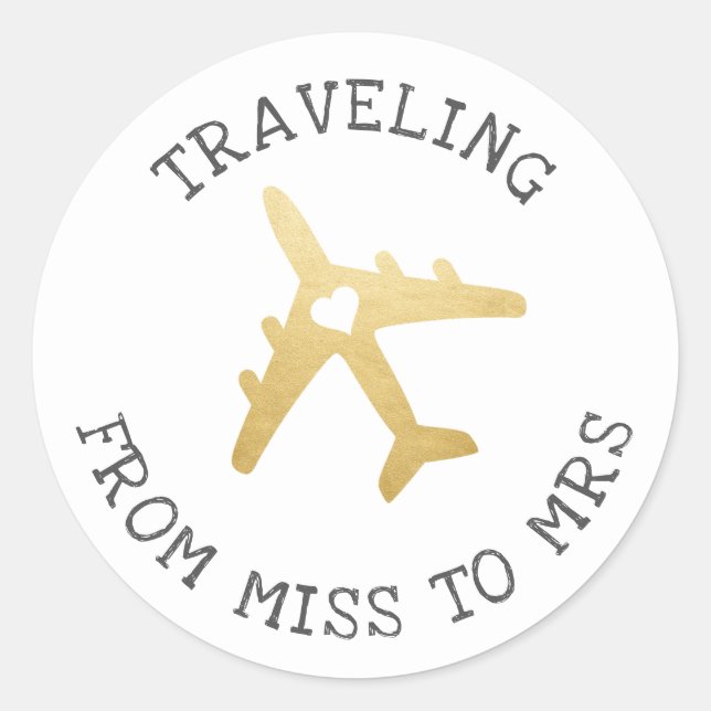 Travel theme destination bridal shower favour labe classic round sticker (Front)
