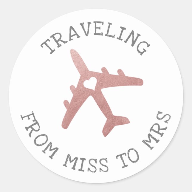 Travel theme destination bridal shower favour labe classic round sticker (Front)