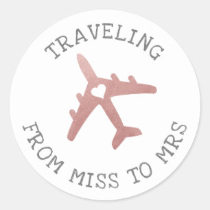 Travel theme destination bridal shower favour labe classic round sticker