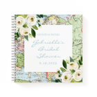 Travel Theme Floral Map Shower Guest Book